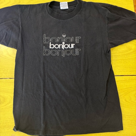 Vintage oversized black BONJOUR tshirt - Picture 1 of 3
